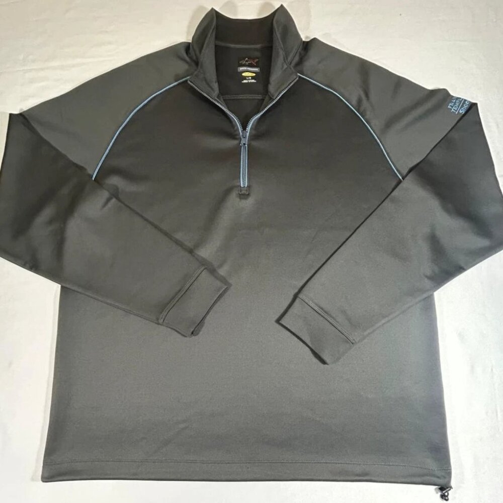 Greg Norman Men's Pullover Size Large Gray Mock Neck 1/4 Zip Long Sleeve